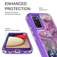 thumbnail image 2 of Samsung Galaxy A02S Case, Rosebono 3in1 Hybird Graphic Designed Gradient Quicksand Glitter Liquid Floating with Frame Bumper Protective Armor Case Samsung Galaxy A02S (Purple Marble), 2 of 4