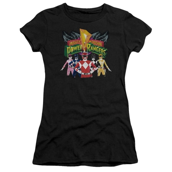 Power Rangers - Rangers Unite - Juniors Teen Girls Cap Sleeve Shirt - Large