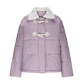 thumbnail image 4 of UPPADA Women's Winter Cropped Puffer Jacket Long Sleeve Oversized Stand Collar Zip-Up Short Coat with Pockets,Women's Quilted Pullover Puffer Jacket Oversized Long Purple,XL, 4 of 9