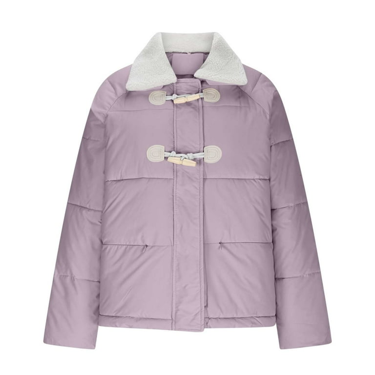 Zpanxa Women's Short Puffer Jacket Toggle Button Closure, Solid