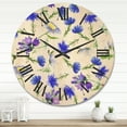 thumbnail image 2 of Designart 'Blue Wildflowers With Leaves III' Traditional Wood Wall Clock, 2 of 5
