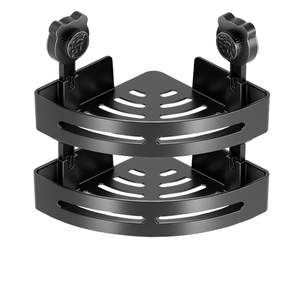 Neorosiri 2pack No-Drill Suction Cup Bathroom Shelf – Corner Storage Organizer for Shower, Kitchen, and Bathroom – Rust-Resistant Aluminum Construction – Easy Install with Powerful Suction Cups
