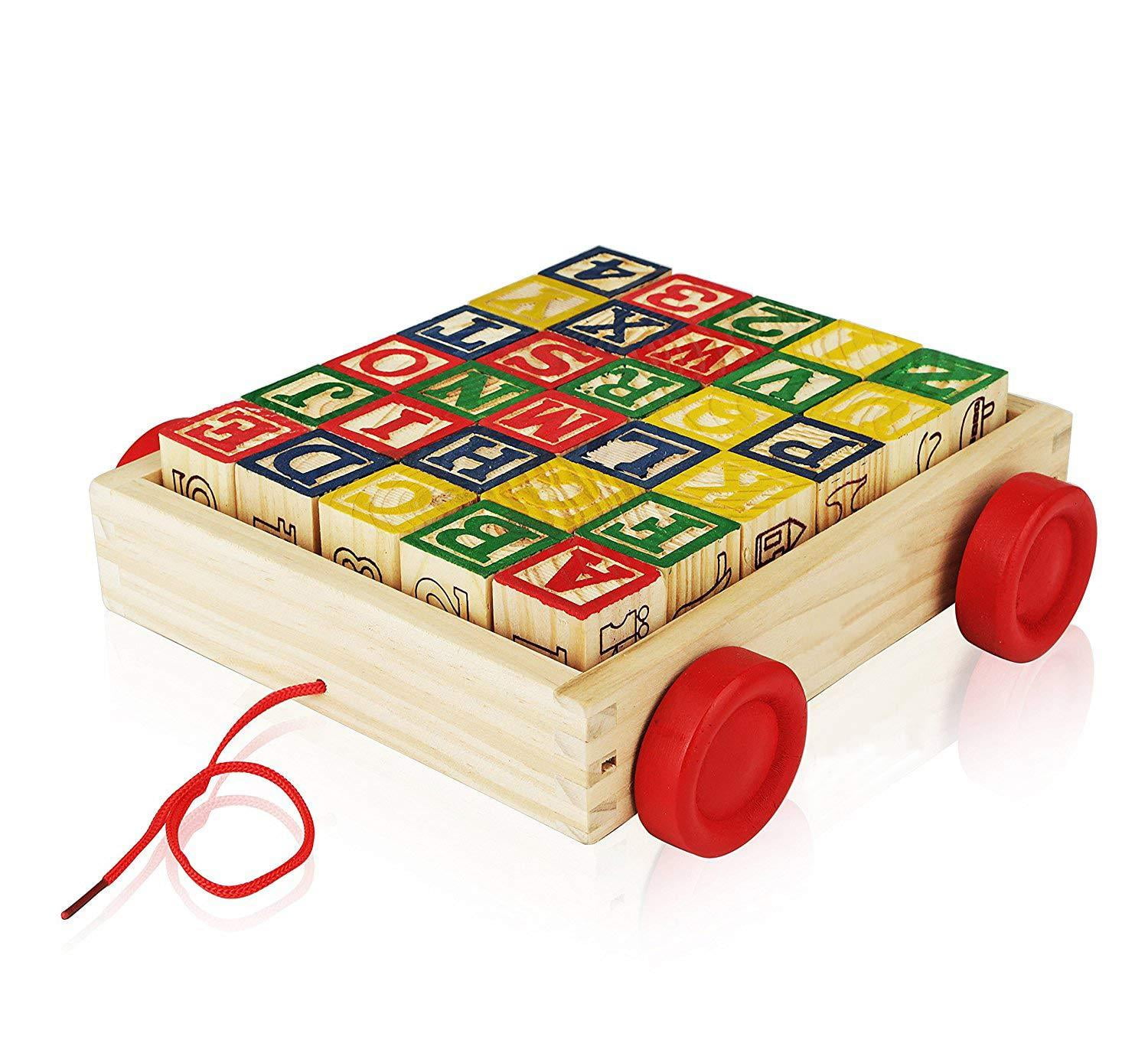 Wooden Alphabet Blocks, Best Wagon ABC Wooden Block Letters Come in a