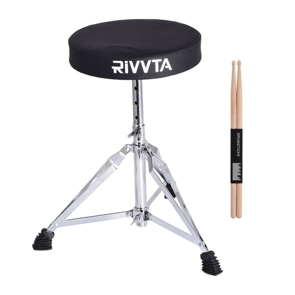 Drum Throne Padded Drum Seat Drumming Stools Height Adjustable Drum Chair with 5A Drumsticks for Drummer