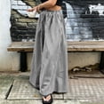 thumbnail image 6 of JULMCOMO Palazzo Pants for Women Striped Elastic Waisted Flowy Oversized Wide Leg Pants Full Floor Length Resort Baggy Trousers with Pockets White S, 6 of 6