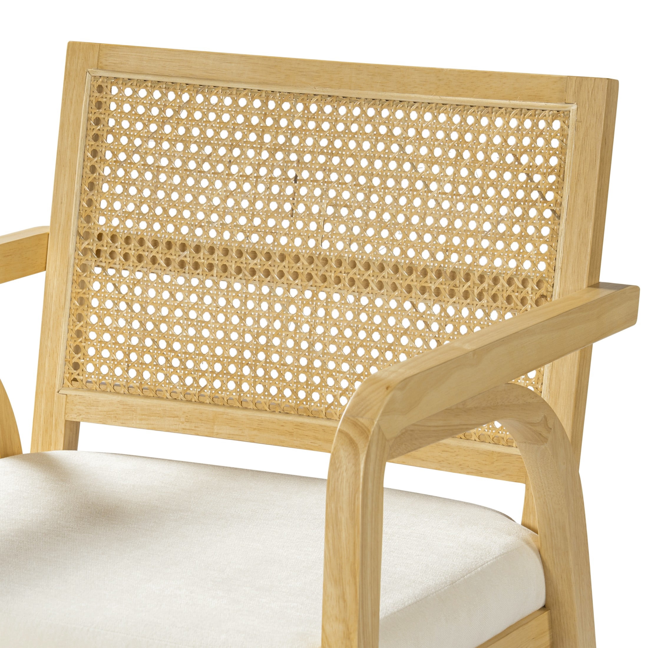 Christopher Knight Home Modern Dining Chairs, Upholstered Seats, Rattan Cane Back, Natural, Set of 6