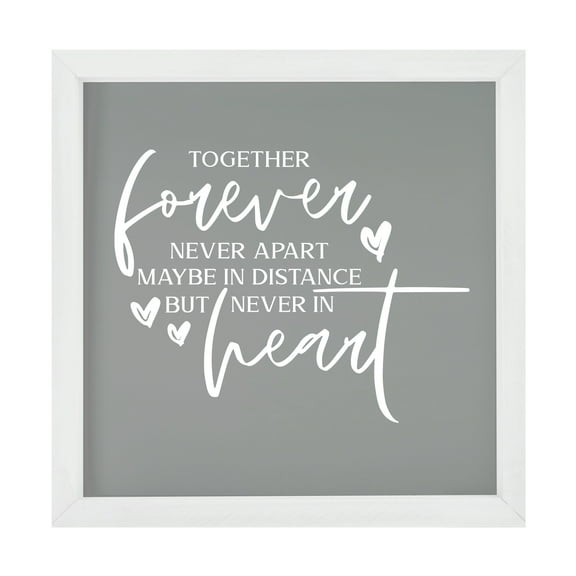 LifeSong Milestones 7x7 Modern Inspirational Framed Shadow Box for Wall Decoration - Together Forever Never Apart (Script) (Ivory)