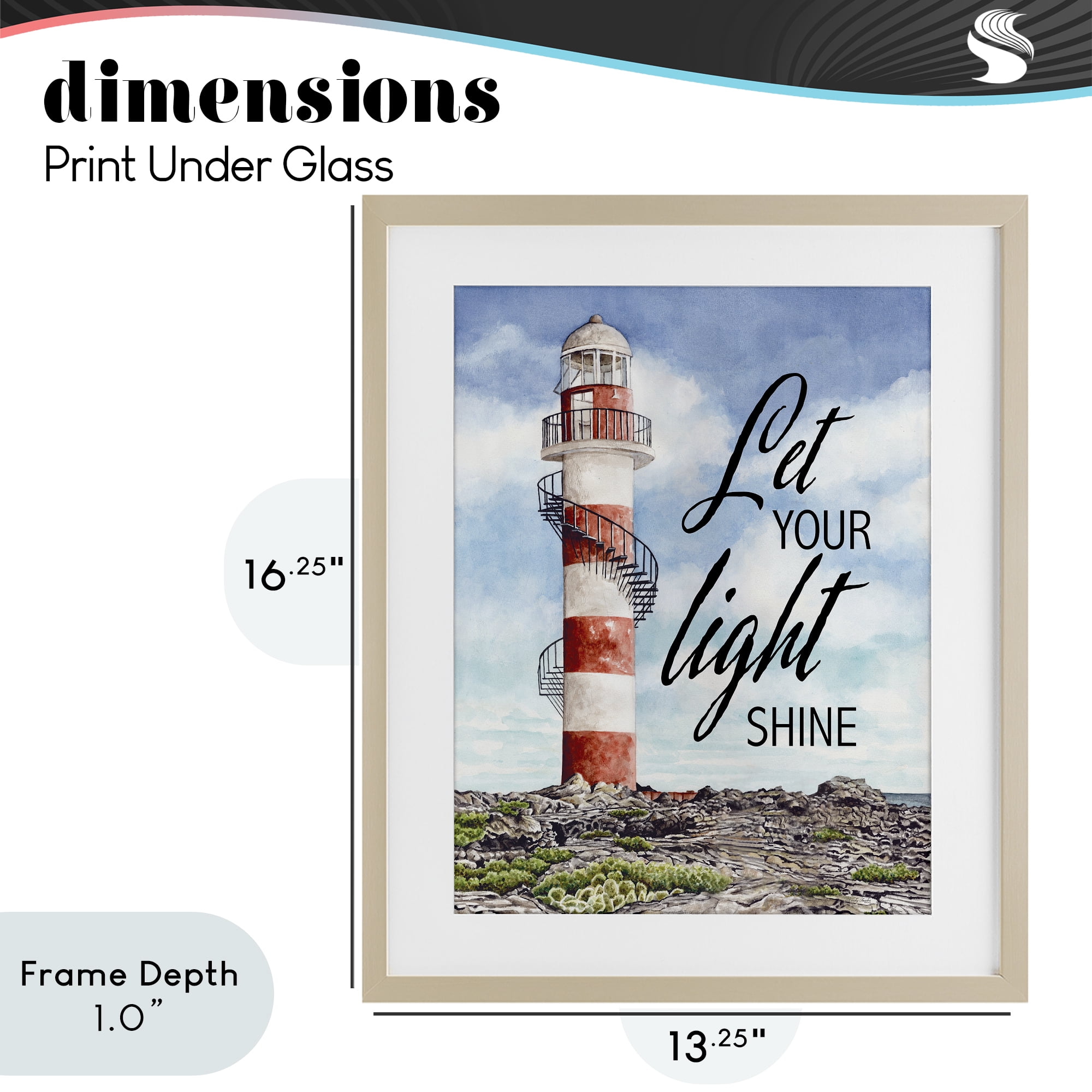 Stupell Industries Let Your Light Shine Beacon Birch Framed Print Under Glass, design by Cindy Jacobs