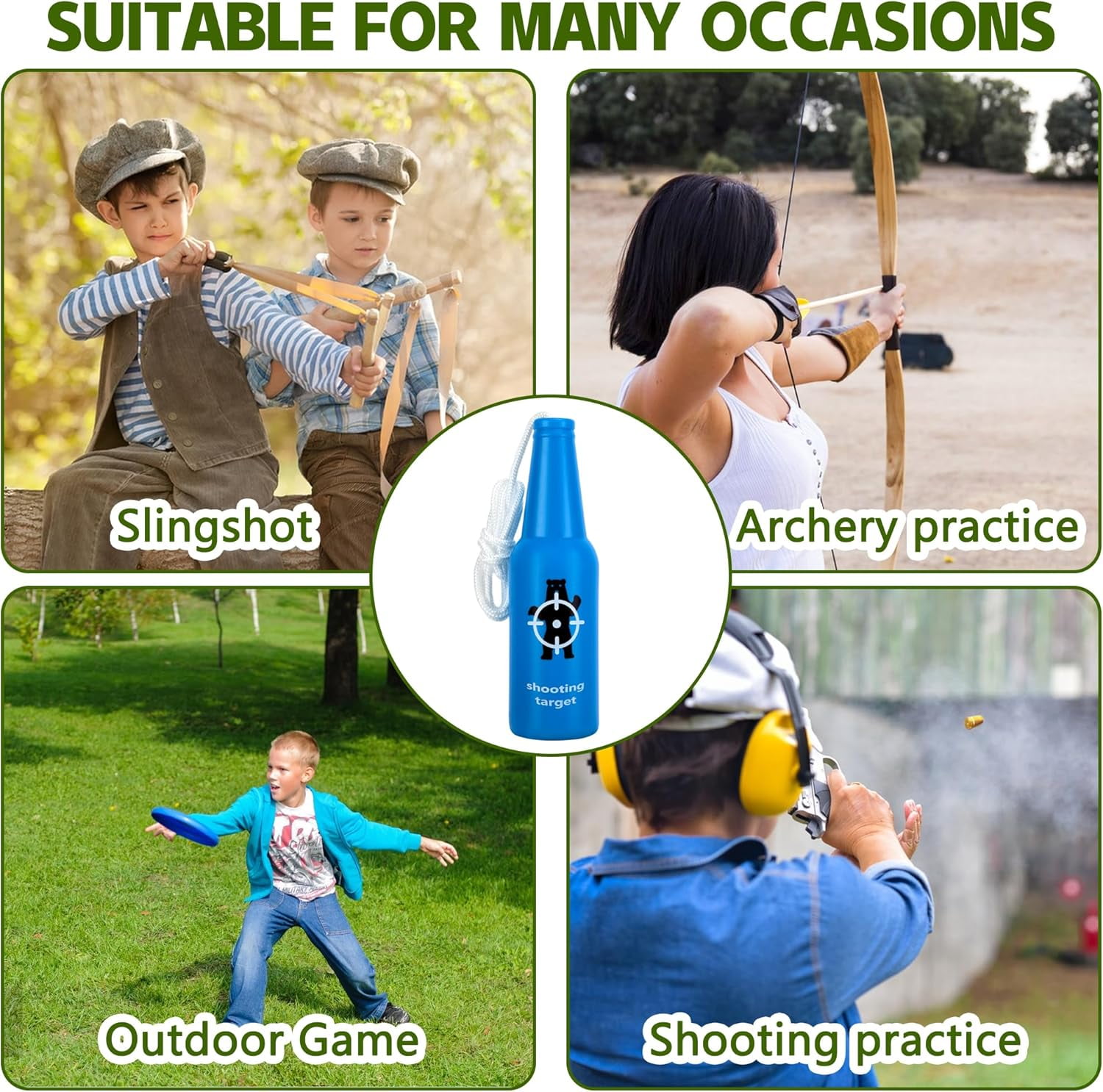 Ebaokuup 8 Pack Shatterproof Bottle Shooting Targets, Hunting Plastic Bottle Targets with Hanging Rope, Portable Bright Color Bottles Target for Indoor Outdoor Gun Range Firearm Practice Accessories