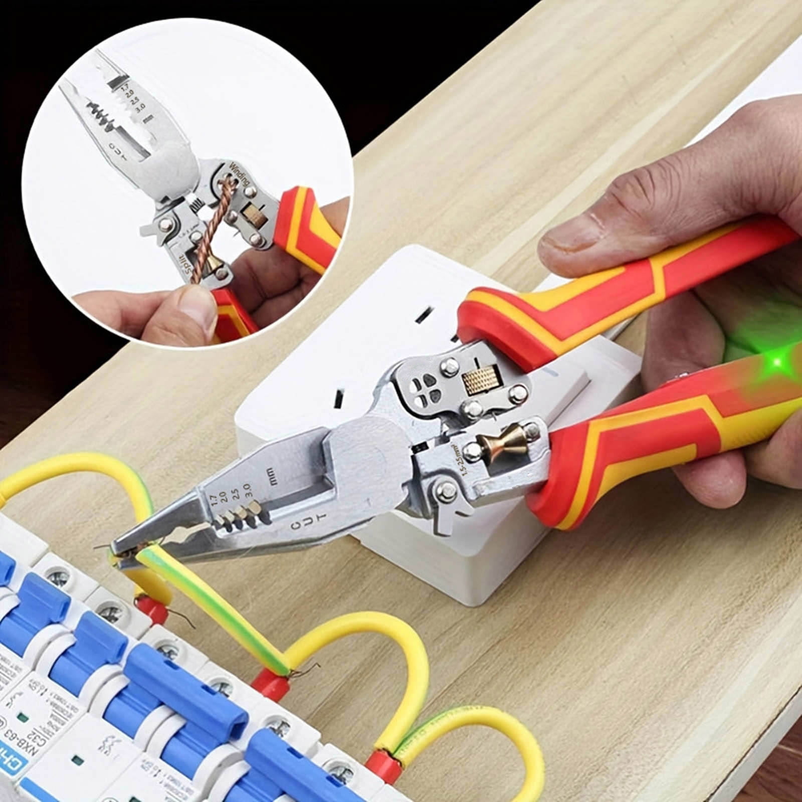 TAPDRA Electrical Wire Stripper Tool For Wire Peeling Cutting Twisting 3CR13 Steel Soft Rubber Handle Current Detection
