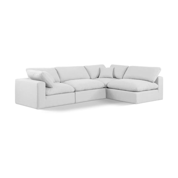 Meridian Furniture Comfy White Linen Textured Fabric Modular Sectional
