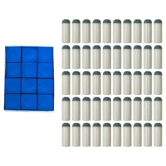 lacooooppia 50x Slip on Pool Cue Tips Pool Stick Tips Lightweight Practical Supplies with 12 Pool Cue Chalk Billiard Cue Tips 9 mm