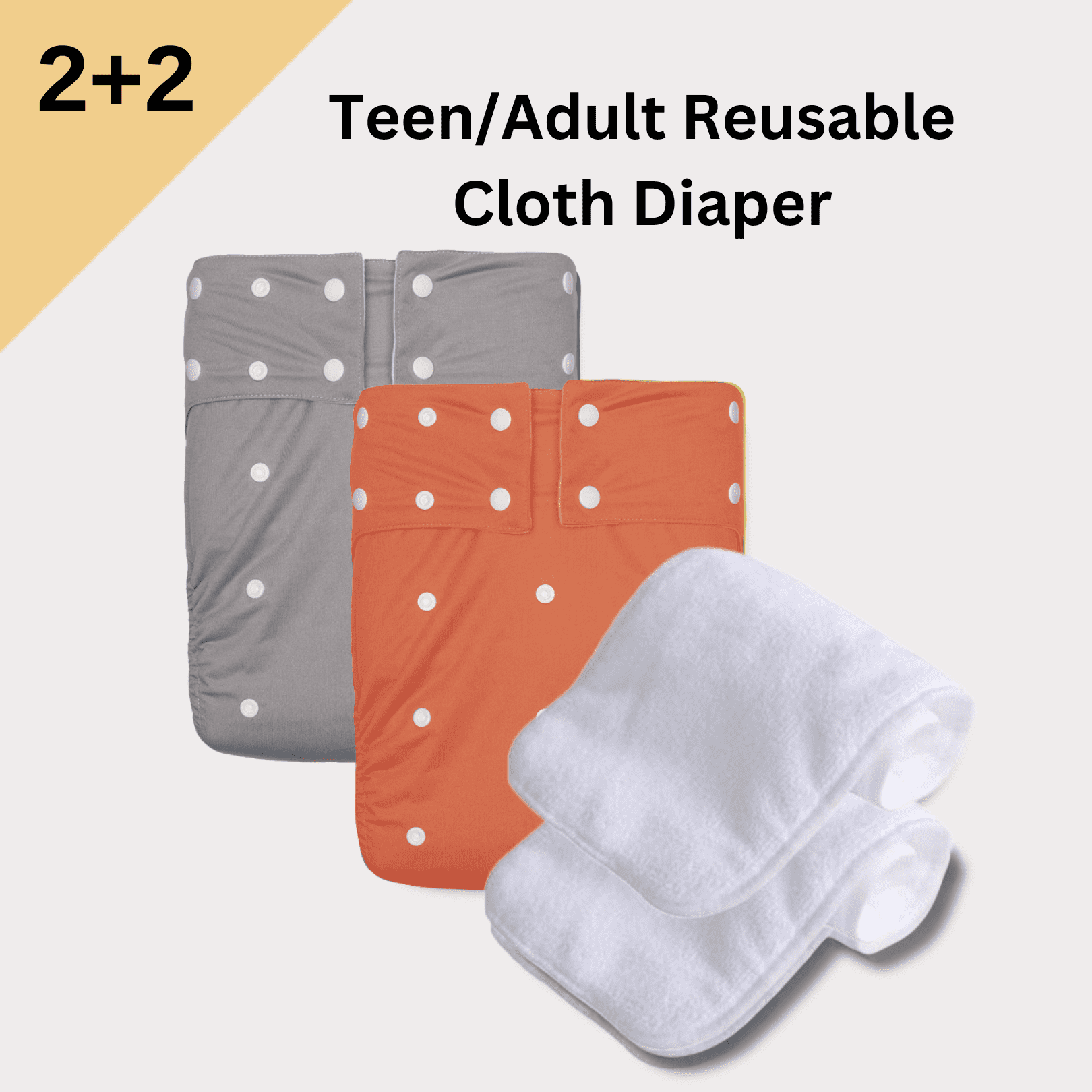 2-Pack KaWaii Teen/Adult Cloth Diapers with 2 Large Absorbent Inserts Unisex Waterproof  Incontinence Underwear #GO