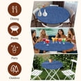 thumbnail image 7 of Navy Blue Round Tablecloth, Fitted Table Cover with Elastic for 55"-60" Round Tables, Vintage Country Monochrome Farmhouse Table Cloth Outdoor Indoor Dinning Party Waterproof Tablecloths, 7 of 7