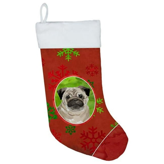 Carolines Treasures CK3998CS Christmas Snowflakes Pug Christmas Stocking