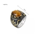 thumbnail image 3 of QQTDFG Men Retro Large Tiger Eye Stone Ring Vintage Oval Stainless Steel Gothic Pattern-8-Silver Tiger's Eye, 3 of 8