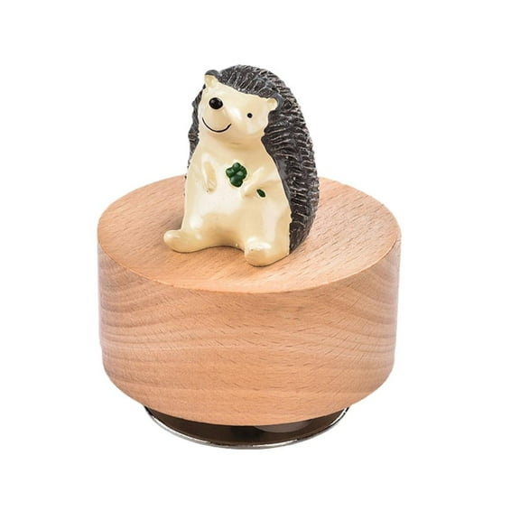 Wooden Rotating Music Box with CuteAn1ma1Ornament for Home or Office Decors