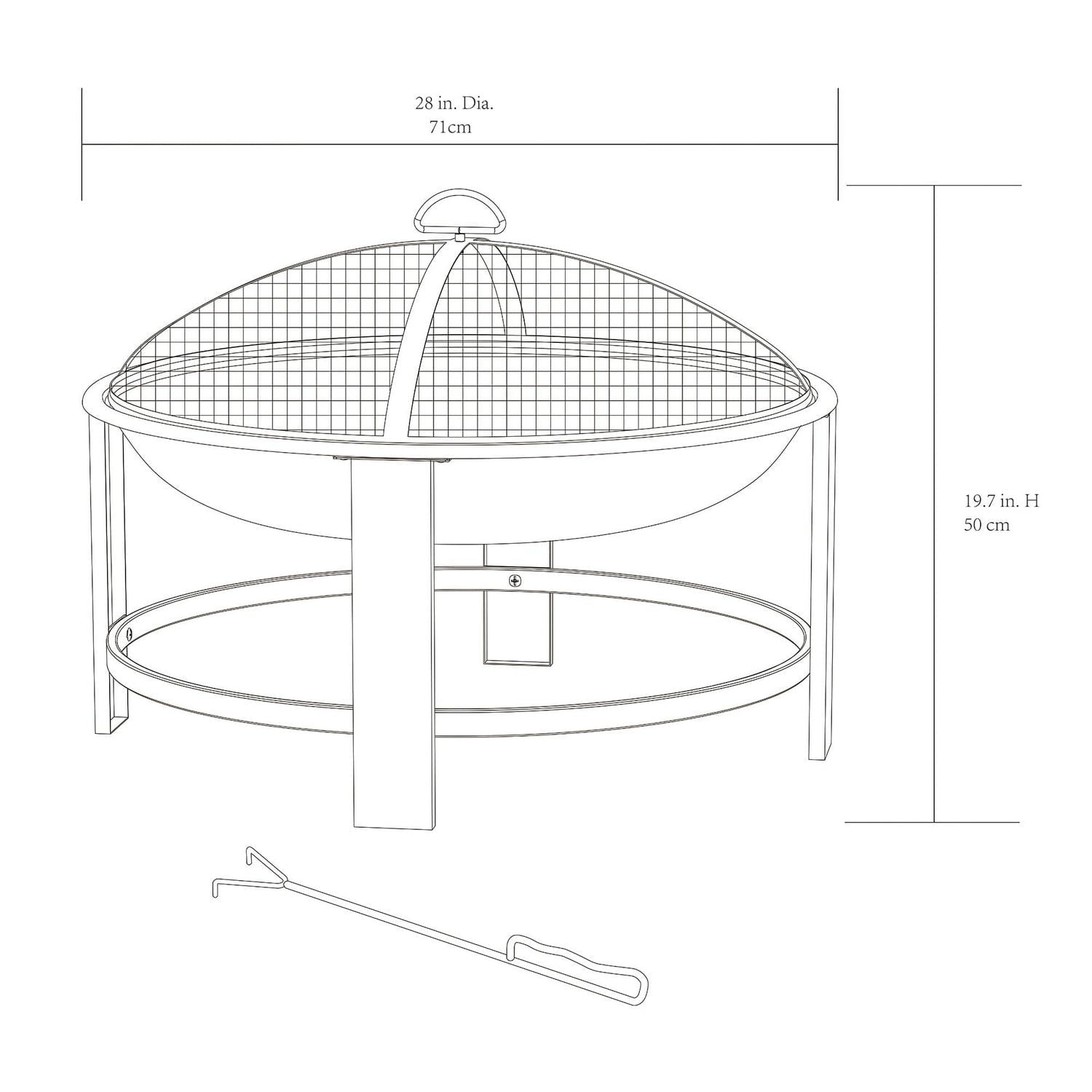 Mainstays 28 in. Steel Wood-Burning Fire Pit