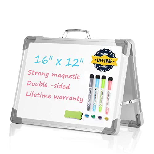 Small Dry Erase White Board - Desktop Foldable Whiteboard Portable Mini Easel Double Sided on Table Top with Holder Kids Drawing, Teacher Memo Board. - Walmart.com
