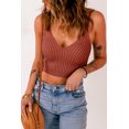 thumbnail image 2 of ABPHQTO Camiseta sin mangas de punto recortada con tirantes de espagueti acanalado marrón para mujer, 2 of 5