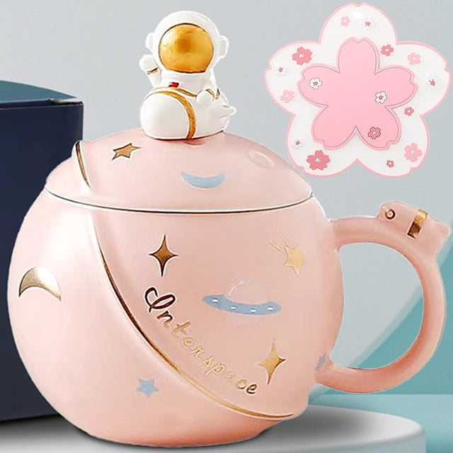 Taza de astronauta con tapa, taza de café divertida con corte de planeta Sincero Electrónica