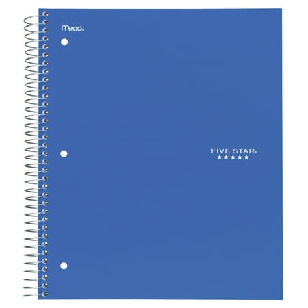 Five Star Wirebound Notebook, 3 Subject, Wide Ruled, 10 1/2" x 8", Blue(72035)