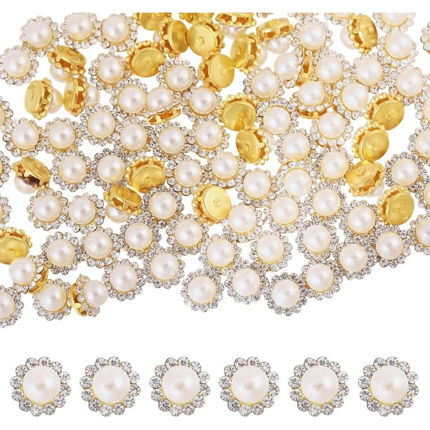 150 piezas de broches de diamantes de imitación con forma de flor, perlas y diamantes de imitación para coser.