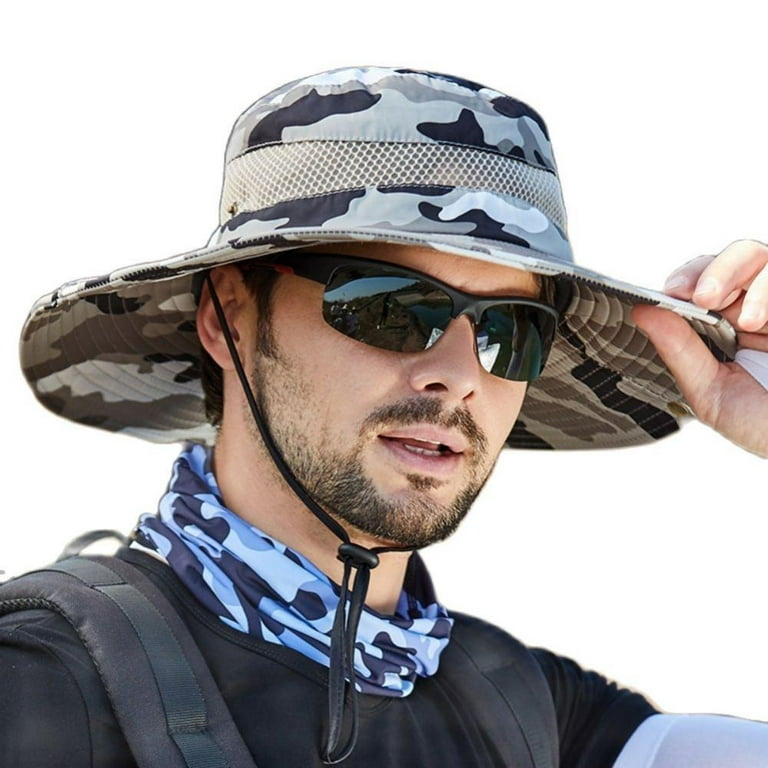 Popvcly Sun UV Protection Long Large Wide Brim Mesh Hat Men
