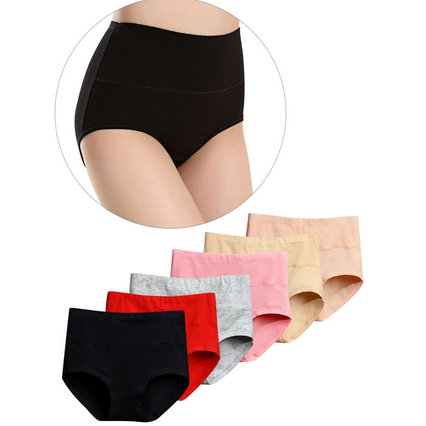 Youkk Women Underwear High Waist Cotton Girl Pregnant Ladies Elastic Solid  Color Briefs, Red, L black 3XL 