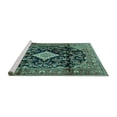 thumbnail image 2 of Ahgly Company Machine Washable Indoor Square Persian Turquoise Blue Traditional Area Rugs, 7' Square, 2 of 4