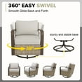 thumbnail image 3 of COOS BAY Aurora Terrace Brown Wicker Rattan Patio Swivel Rocking Glider Chair, Metal Curved Armrest, Beige Cushion, 3 of 8