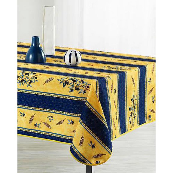 Blue Wheat Yellow100% Polyester, Stain Resistant Tablecloth 78 x 59 inch