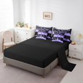 thumbnail image 3 of Cheerleading Twin Comforter Set 7PcsDance Themed Bedding Comforter Sets, Dreaming Glitters Bed in a Bag Purple Black Bedding Set, Bling Stars Bed Sheets Set Girly Sequins Sparklings Bedroom Decoration, 3 of 4