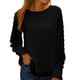 thumbnail image 1 of Blusa de gasa con manga larga y cuello redondo para mujer, para oficina, hogar, trabajo, negro, M, 1 of 6