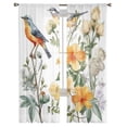 thumbnail image 7 of Sheer Curtains 84 inches Long, Spring Watercolor Vintage Yellow Flowers and Birds Light Filtering Sheer Window Curtains Rod Pocket Voile Drapes for Bedroom Living Room, 52"W x 84"L 2 Panels, 7 of 7