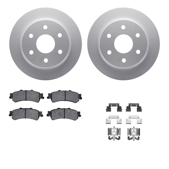 Dynamic Friction Company Rear Geospec Brake Rotors with Heavy Duty Brake Pads includes Hardware 4212-48005