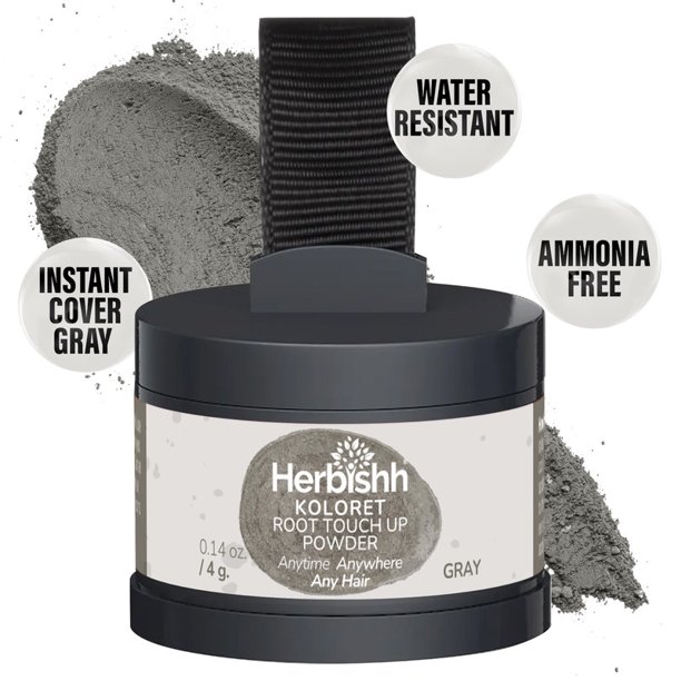 Koloret Root Touch Up Powder– Gray Powder for Women & Men, Instant Root Cover Up for Gray Coverage, Hairline Concealer for Thinning Hair & Bald Spots, Water-Resistant & Smudge-Proof, 4g