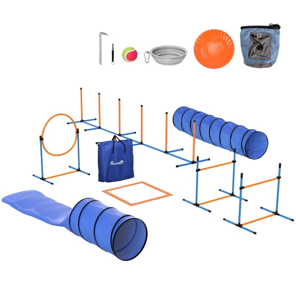PawHut Dog Agility Training Equipment Set, Pet Obstacle Course w/ Carry Bag