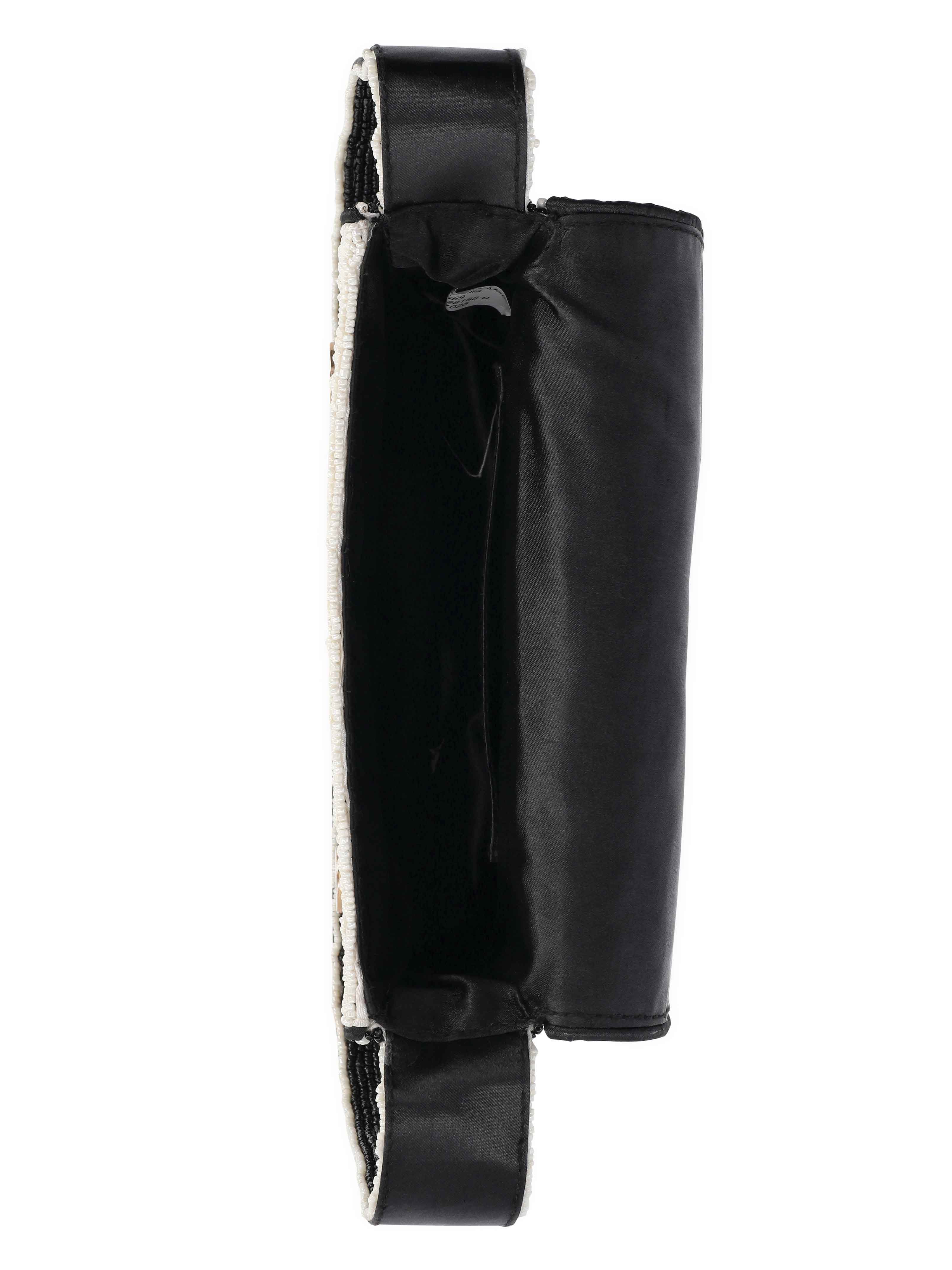 Scoop Women's Beaded Flap Shoulder Bag, Black/White
