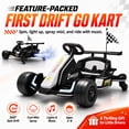 thumbnail image 2 of Conchico 12V Electric Drift Go Kart for Kids, Powered Ride on Toy Car with Rear Swivel Wheels, Water Spray Function, Cup Holder for Boys Girls Ages 3-8, White, 2 of 9