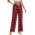 thumbnail image 2 of Luxalzxs Pajamas Pants for Women Straight Leg Casual Comfy Loose Plaid Pants Stretchy Cute Sleep Lounge Pj Bottoms Pajama Pants Sleepwear, 2 of 5