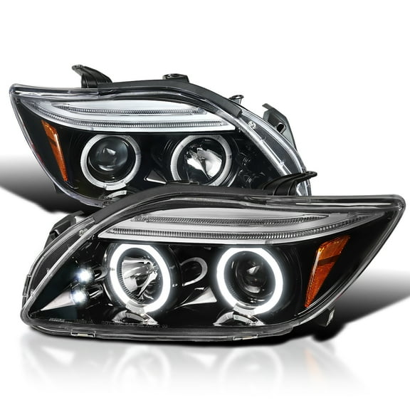 Spec-D Tuning Jet Black Dual Halo Projector Headlights w/LED Lamps Compatible with 2005-2010 Scion tC, Left   Right Pair Headlamps Assembly