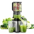 thumbnail image 1 of Sunmaki Extracteurs de Jus 5,2 Pouces Grande Goulotte d'Alimentation pour Fruits et Légumes Entiers, Extracteur à Mastication Lente en Acier Inoxydable Facile à Nettoyer, 1 of 9