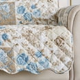 thumbnail image 3 of Great Bay Home Maribel Reversible Floral Microfiber Sofa Protector, Taupe & Blue, 3 of 7
