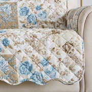 Reversible Quilted Furniture Protector, Machine Washable Slipcover, Sofa, Taupe / Blue