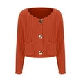 thumbnail image 4 of Olyvenn Stylish Womens Cropped Cardigan Sweaters Chunky Open Front Button Down Knit Sweater Long Sleeve Loose Cardigan Outerwear Orange 4, 4 of 5
