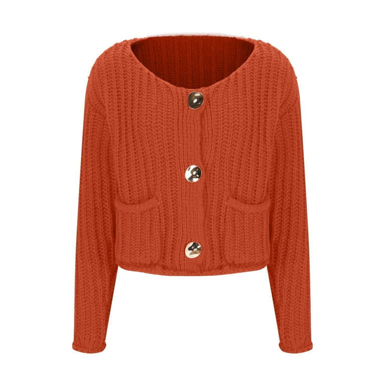 Olyvenn Stylish Womens Cropped Cardigan Sweaters Chunky Open Front