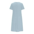 thumbnail image 4 of Patlollav Womens Summer Fashion Solid Color Pocket Short Sleeve V-Neck Dress, 4 of 6