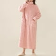 thumbnail image 5 of Womens Zip Up Robe Soft Comfy Long Plush Robe Winter Warm Fluffy Zip Up Bathrobe Cozy Fuzzy Housecoat with Pockets, 5 of 6