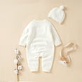 thumbnail image 5 of Otqutp 0-18 Months Baby Boys Girls Solid Knitted Sweater Winter Warm Long Sleeve Jumpsuit Romper Cotton Caps Hat Outfits Sets Clothes(Beige,3-6 Months), 5 of 8